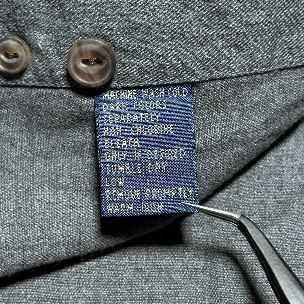 Vintage Chaps Ralph Lauren Button Down Shirt Mens XL Crest Gray Chambray Denim - Picture 5 of 11